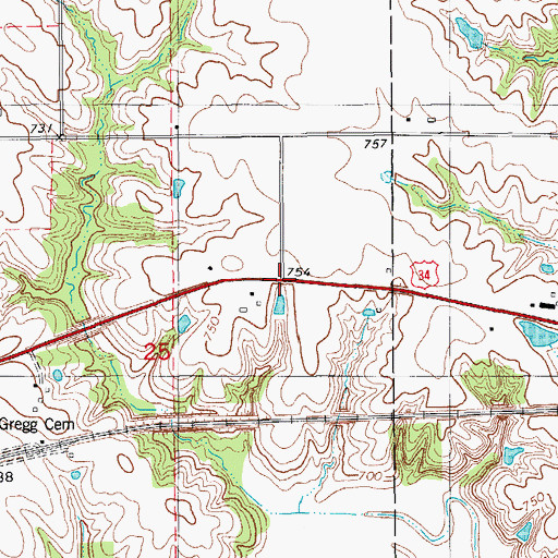 Topographic Map of Bernhart, IA