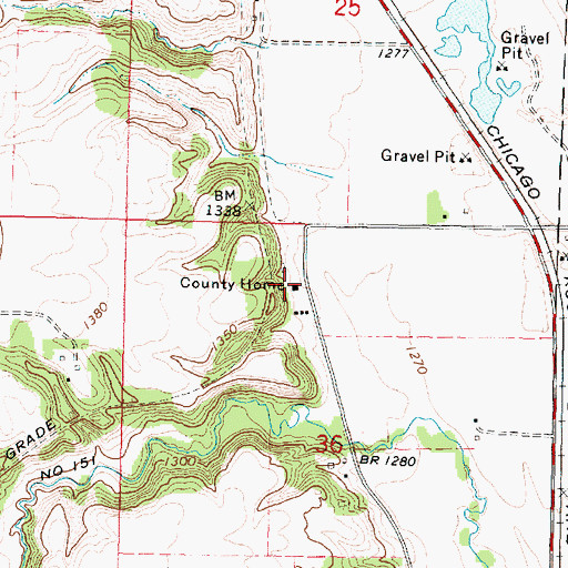 Topographic Map of Emmet County Home, IA