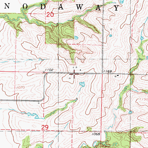 Topographic Map of Henshaw, IA
