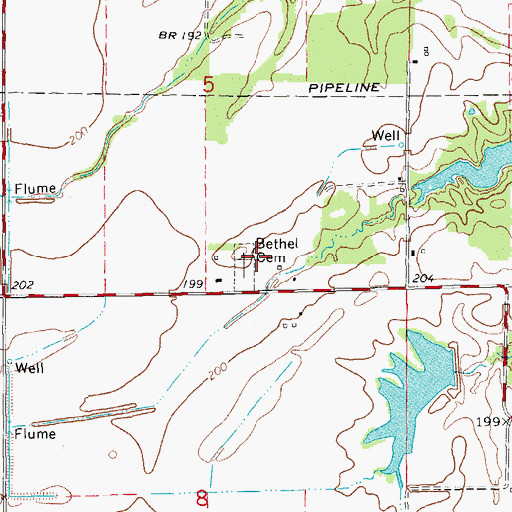 Topographic Map of Bethel Cemetery, AR
