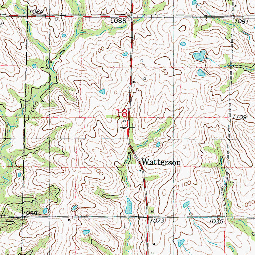 Topographic Map of Watterson, IA