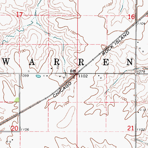 Topographic Map of Hodge, IA