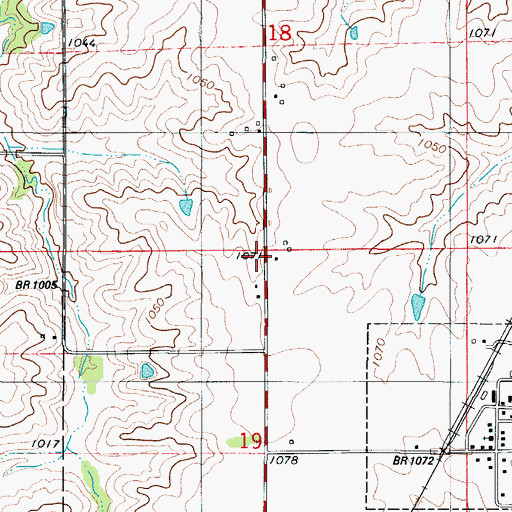 Topographic Map of Ovia, IA