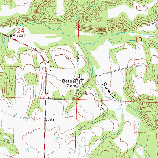 Topographic Map of Bethel Cemetery, AR