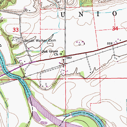 Topographic Map of Skunk River, IA
