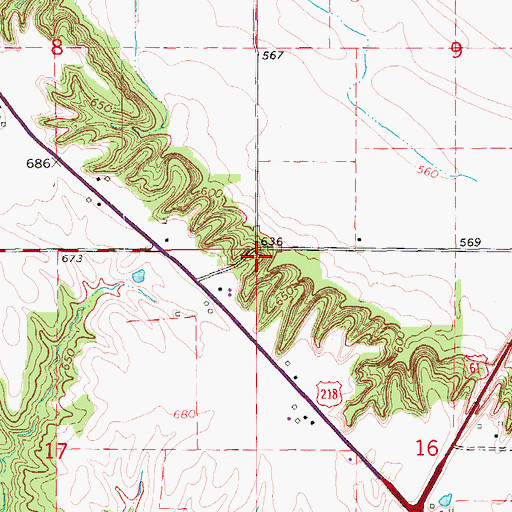 Topographic Map of Mount Clare, IA