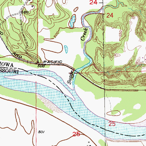 Topographic Map of Sugar Creek (historical), IA