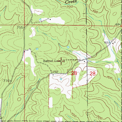 Topographic Map of Bethel Cemetery, AR