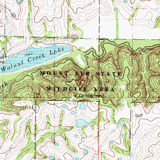 Topographic Map of Mount Ayr State Wildlife Area, IA