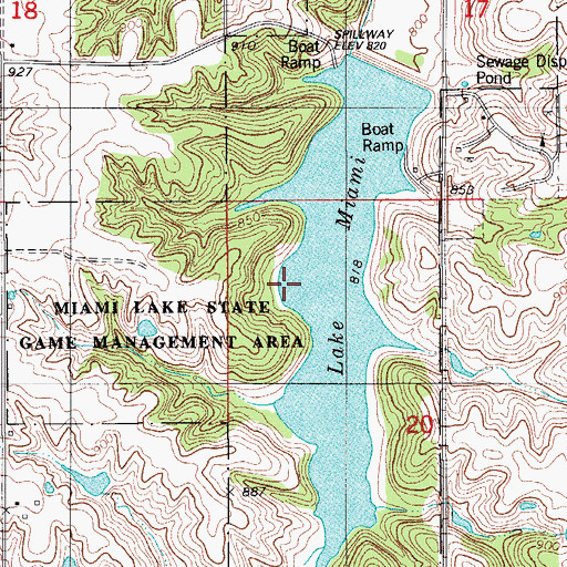 Topographic Map of Miami Lake State Game Management Area, IA