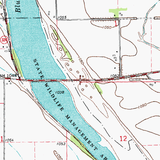 Topographic Map of Blue Lake Public Hunting Area, IA