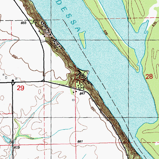 Topographic Map of Lake Odessa Public Hunting Area, IA