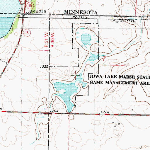 Topographic Map of Iowa Lake Marsh State Game Management Area, IA