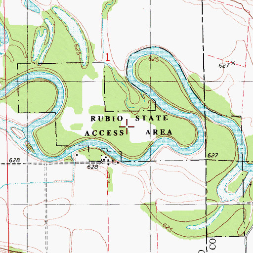 Topographic Map of Rubio State Access Area, IA