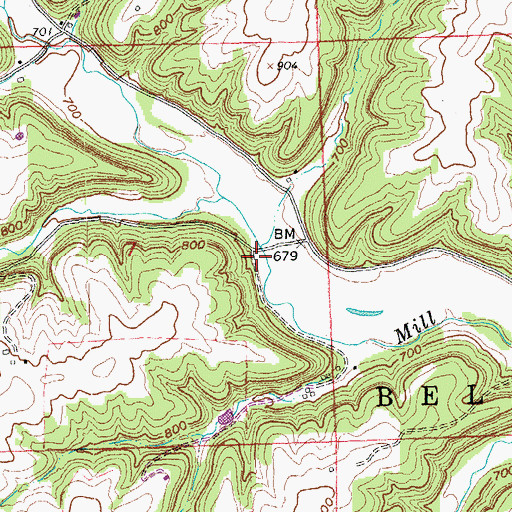 Topographic Map of Big Mill Creek Public Hunting Area, IA