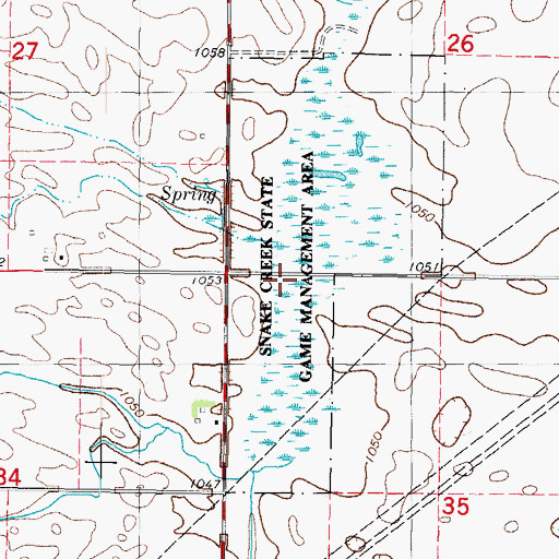 Topographic Map of Snake Creek State Game Management Area, IA