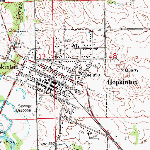 Topographic Map of Hopkinton City Park, IA