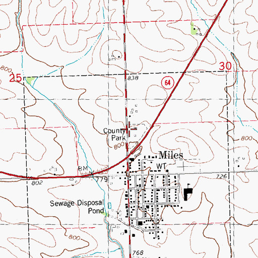 Topographic Map of Miles Roadside Park, IA