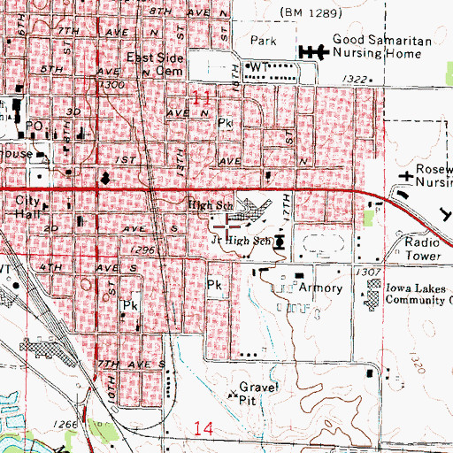 Topographic Map of Estherville Lincoln Central Middle School, IA