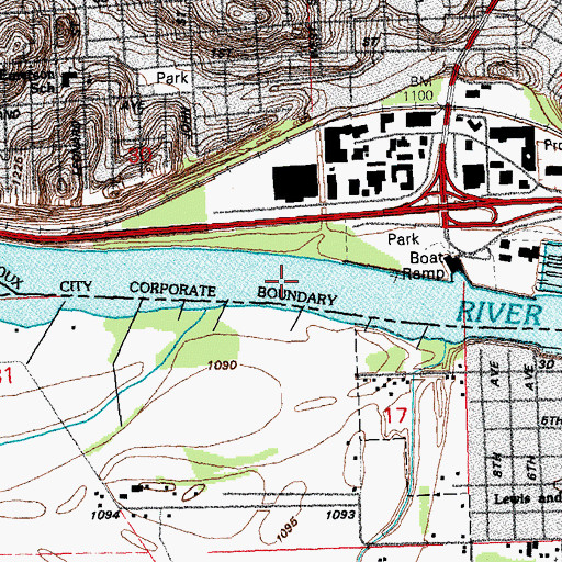 Topographic Map of Big Sioux Bend, IA