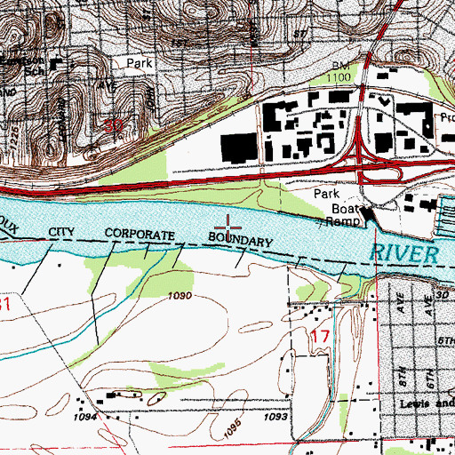 Topographic Map of Big Sioux Bend, IA