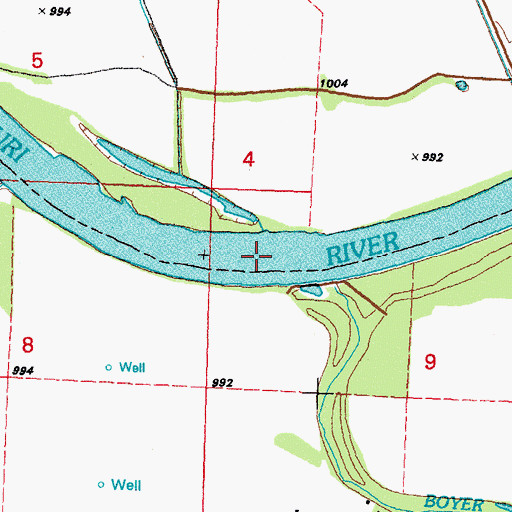 Topographic Map of Lower Calhoun Bend, IA