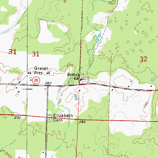 Topographic Map of Bethel Church, AR