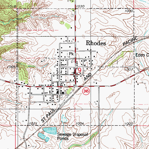 Topographic Map of Edenville, IA