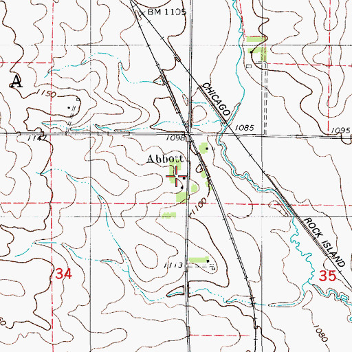 Topographic Map of Abbott Crossing, IA