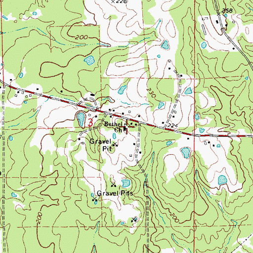 Topographic Map of Bethel Church, AR