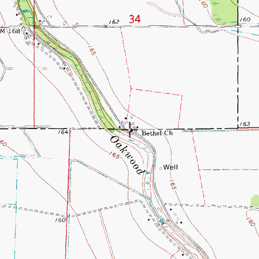 Topographic Map of Bethel Church, AR