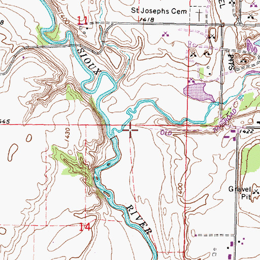 Topographic Map of Milford Creek, IA