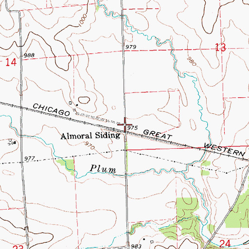 Topographic Map of Almoral Siding (historical), IA
