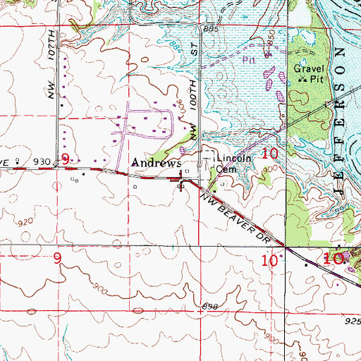 Topographic Map of Andrews, IA
