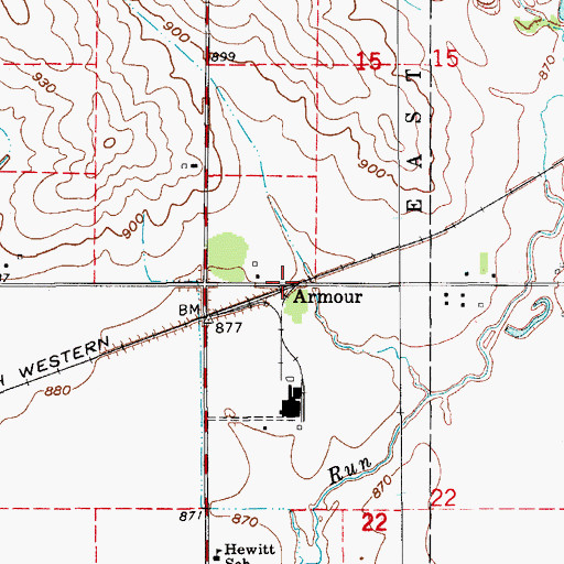 Topographic Map of Armour, IA