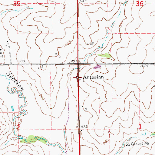 Topographic Map of Artesian, IA