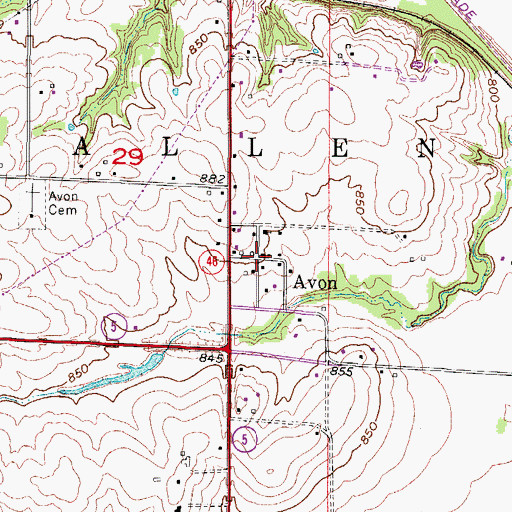Topographic Map of Avon, IA