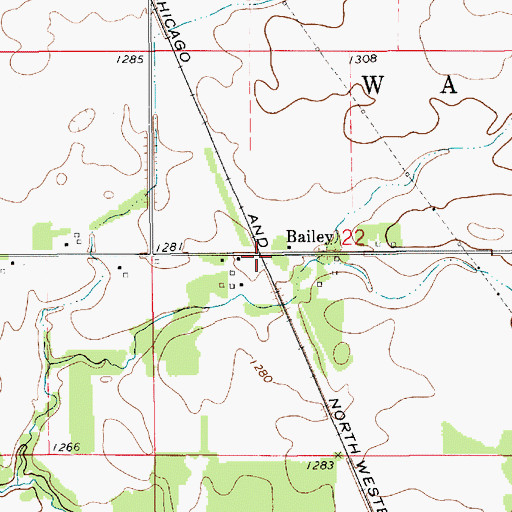 Topographic Map of Bailey, IA