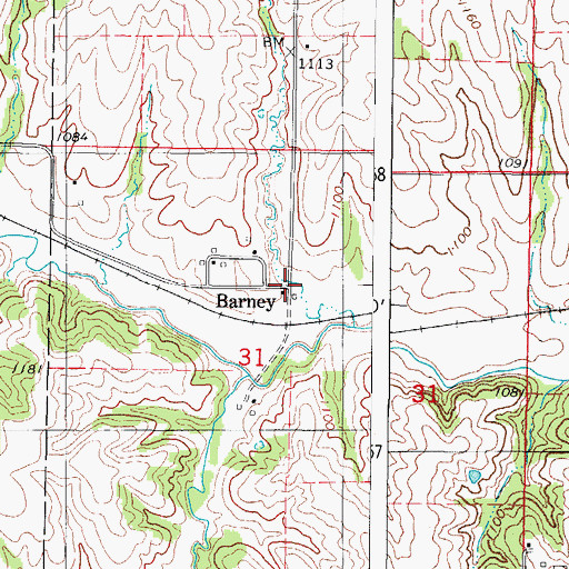 Topographic Map of Barney, IA