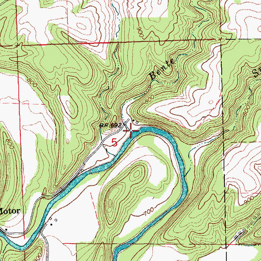 Topographic Map of Bente Branch, IA