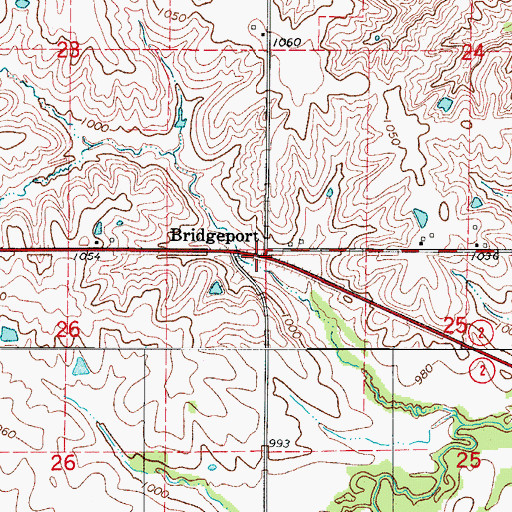 Topographic Map of Bridgeport, IA