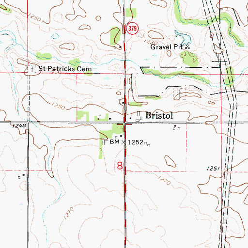 Topographic Map of Bristol, IA
