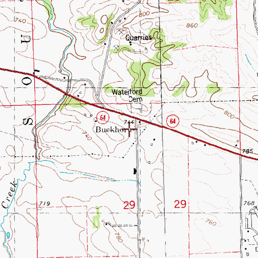 Topographic Map of Buckhorn, IA