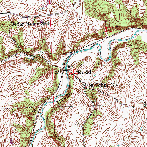 Topographic Map of Budd, IA