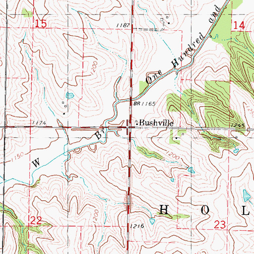 Topographic Map of Bushville, IA