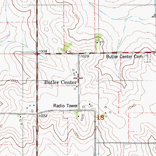 Topographic Map of Butler Center, IA