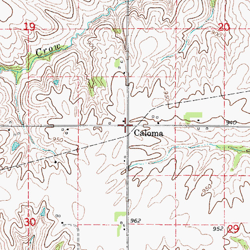 Topographic Map of Caloma, IA
