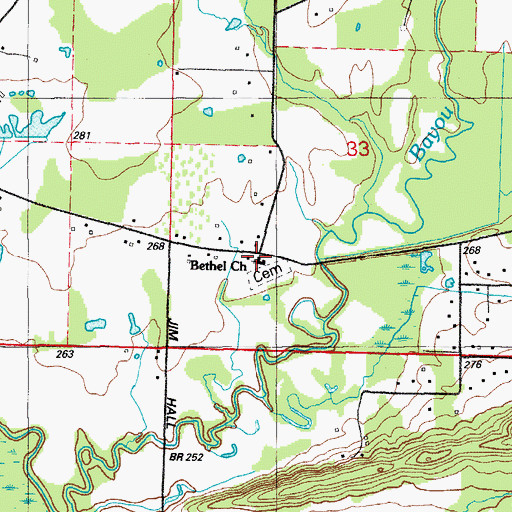 Topographic Map of Bethel Church, AR