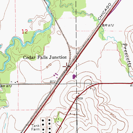 Topographic Map of Cedar Falls Junction, IA