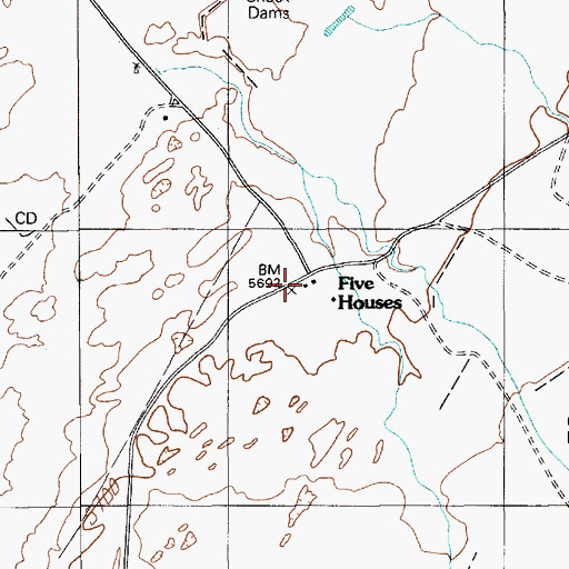 Topographic Map of Five Houses, AZ
